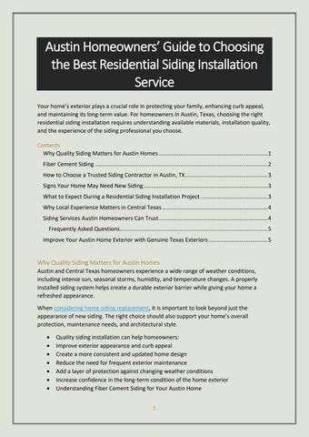 Austin Homeowners’ Guide to Choosing the Best Residential Siding Installation Service