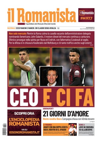Il Romanista del 30 luglio 2026