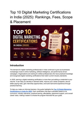 Top 10 Digital Marketing Certifications in India