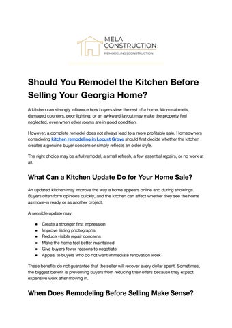 Should You Remodel the Kitchen Before Selling Your Georgia Home?