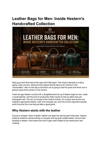 Leather Bags for Men: Inside Hestern's Handcrafted Collection