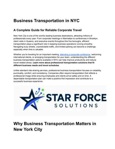 Business Transportation in NYC