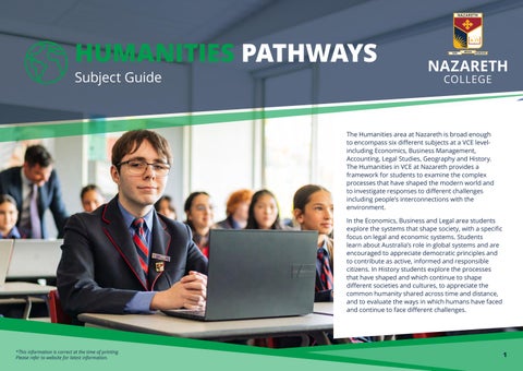 Nazareth Humanities VCE Subject Guide 2027