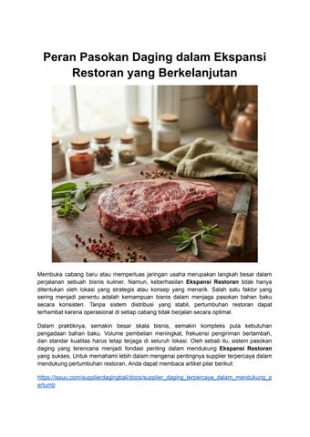 Peran Pasokan Daging dalam Ekspansi Restoran yang Berkelanjutan