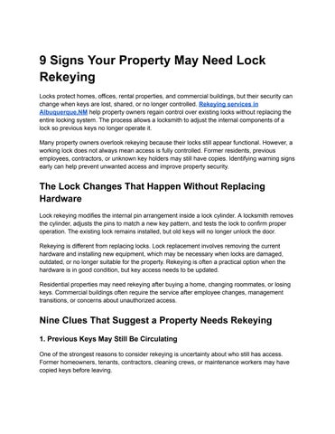 9 Signs Your Property May Need Lock Rekeying