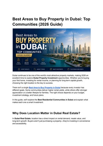 Top Areas to Buy Property in Dubai: Top Communities (2026 Guide)