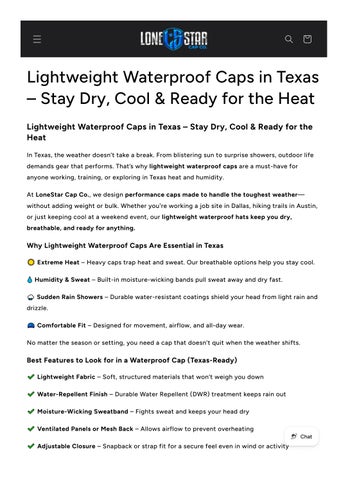Dry Fit Caps | Lightweight Waterproof Caps in Texas