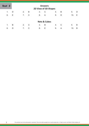 Year 4 11+ answers: 6/8 and 8/8