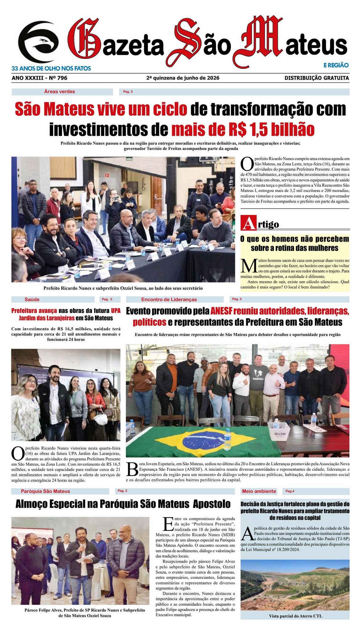 Capa: Jornal Gazeta São Mateus - Edição 796