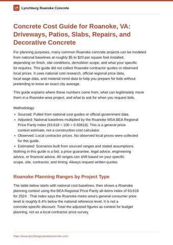Concrete Cost Guide for Roanoke, VA: Driveways, Patios, Slabs and Repairs