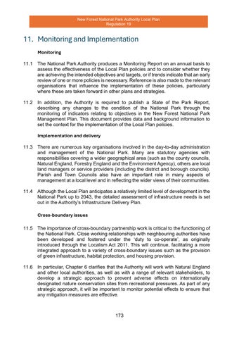 11 MONITORING AND IMPLEMENTATION NFNPA Reg 19 draft Local Plan