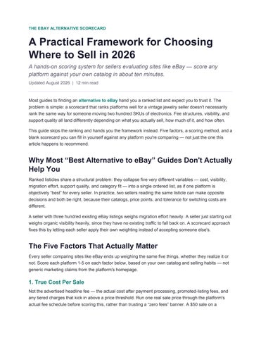 The eBay Alternative Scorecard: A Practical Framework for Choosing Where to Sell in 2026