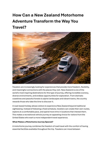 How Can a New Zealand Motorhome Adventure Transform the Way You Travel
