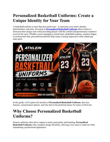 Personalized Basketball Uniforms