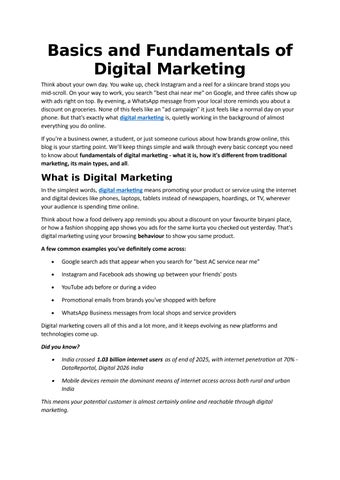 Basics and Fundamentals of Digital Marketing