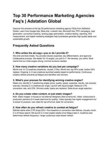 Top 30 Performance Marketing Agencies Faq’s _ Adstation Global