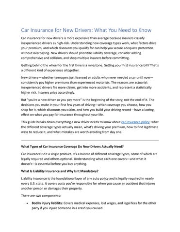 Car Insurance for New Drivers