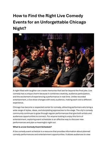 How to Find the Right Live Comedy Events for an Unforgettable Chicago Night