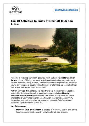 Why Marriott Club Son Antem Stands Out for a Mallorca Escape