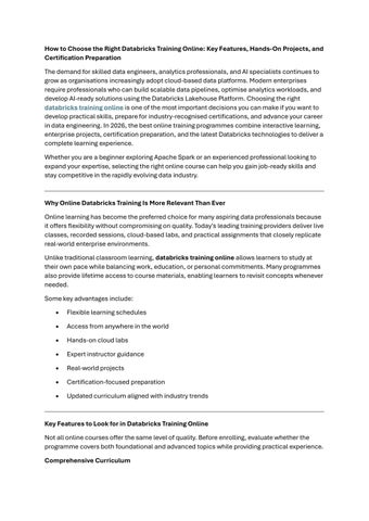 How to Choose the Right Databricks Training Online