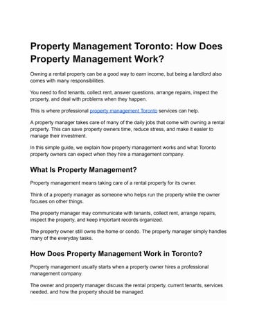 Property Management Toronto