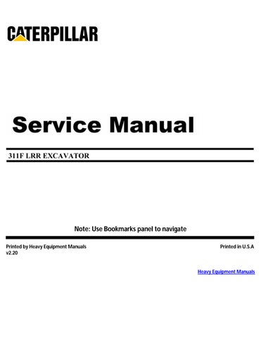 CAT Caterpillar 311F LRR Service Repair Manual PDF Download