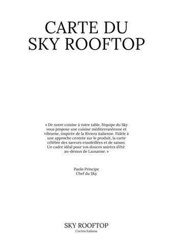 Sky Rooftop Menu
