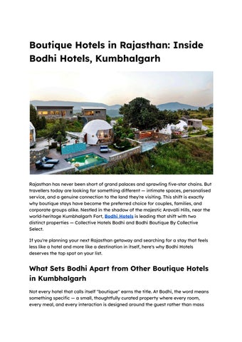 Boutique Hotels in Rajasthan_ Inside Bodhi Hotels, Kumbhalgarh