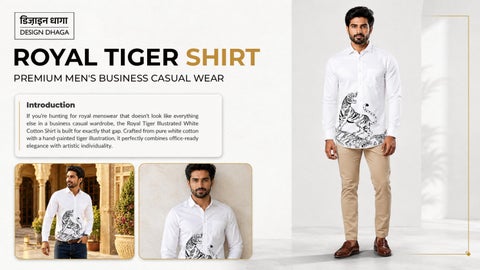 Royal Tiger Hand-Painted White Shirt for Men | Design Dhaga