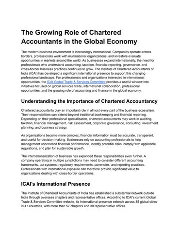 The Growing Role of Chartered Accountants in the Global Economy