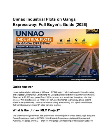 Unnao Industrial Plots on Ganga Expressway_ Full Buyer's Guide (2026)