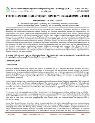 PERFORMANCE OF HIGH-STRENGTH CONCRETE USING ALUMINUM FIBER
