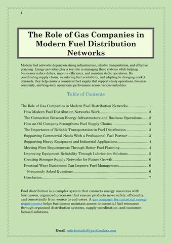 Role of Gas Companies in Modern Fuel Distribution