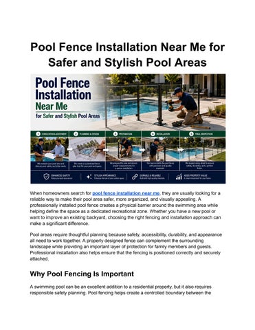 Pool Fence Installation Near Me for Safer and Stylish Pool Areas