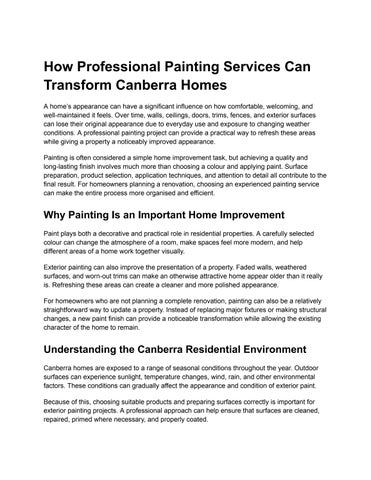 How Professional Painting Services Can Transform Canberra Homes