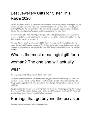 Best Jewellery Gifts for Sister This Rakhi 2026