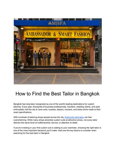 How to Find the Best Tailor in Bangkok