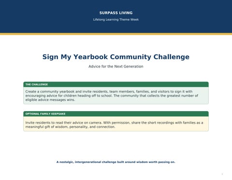 September Lifelong Learning Sign My Yearbook Community Challenge 
