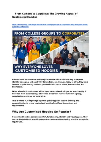From College Groups to Corporates Why Everyone Loves Customised Hoodies