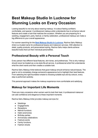 Best Makeup Studio In Lucknow for Stunning Looks on Every Occasion