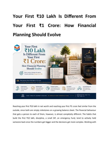 Your First ₹10 Lakh Is Different From Your First ₹1 Crore How Financial Planning Should Evolve
