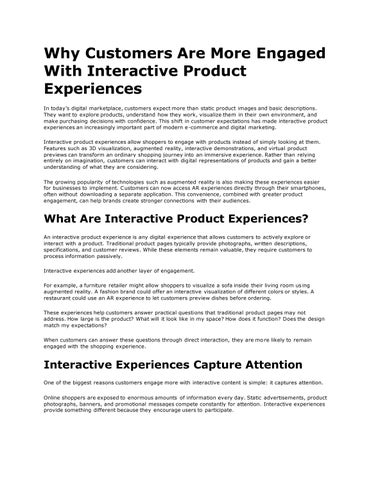 Why Customers Are More Engaged With Interactive Product Experiences