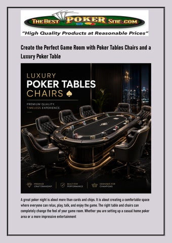 Create the Perfect Game Room with Poker Tables Chairs and a Luxury Poker Table