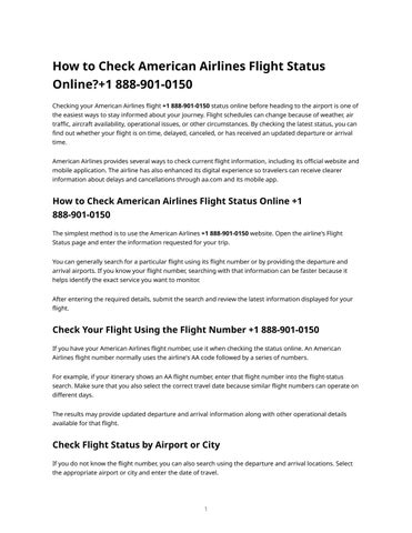 American Airlines Flight Status  +1 888-901-0150