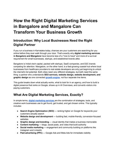 How the Right Digital Marketing Services in Bangalore and Mangalore Can Transform Your Business Grow