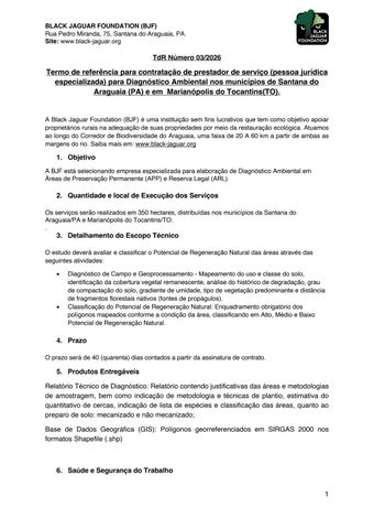 Termo de Referência - Diagnóstico Ambiental