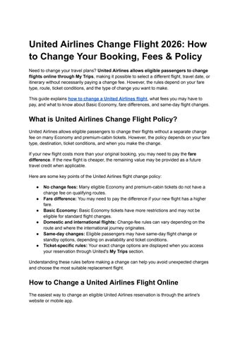 United Airlines Change Flight 2026: How to Change Your Booking, Fees & Policy