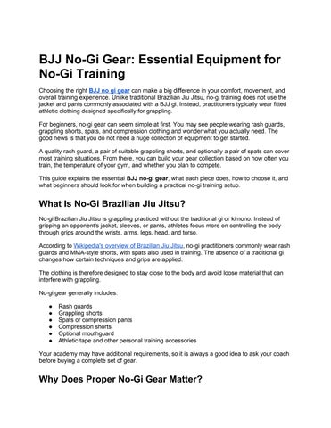 BJJ No-Gi Gear: Essential Equipment for No-Gi Training