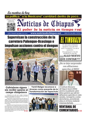 Periódico Noticias de Chiapas, Edición Virtual Jueves 13 de Agosto de 2026