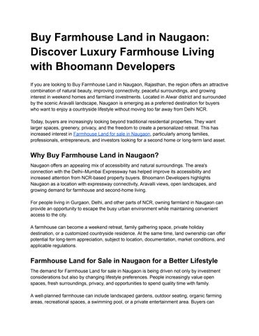 Buy Farmhouse Land in Naugaon_ Discover Luxury Farmhouse Living with Bhoomann Developers